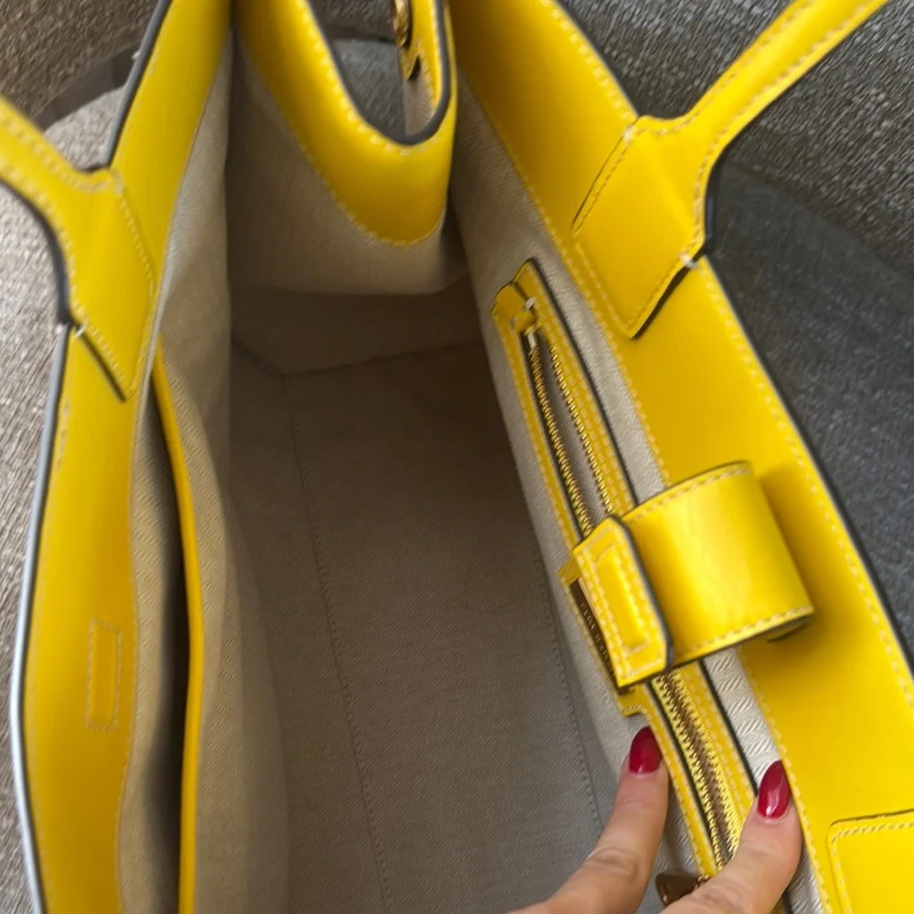 Tory Burch Yellow Trim Canvas Tote